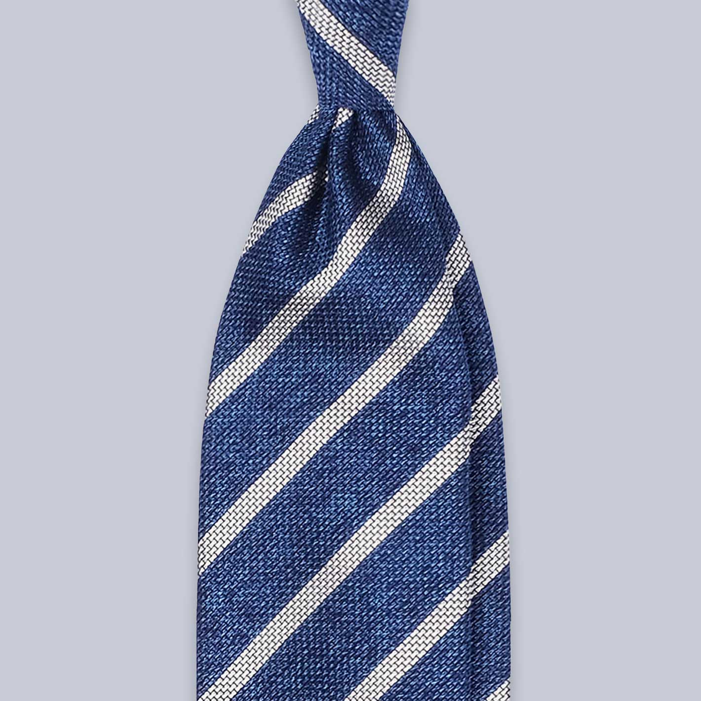 Intro Navy and Steel Blue Block Striped Grenadine Tie Length: 58⅜ Width: 3½”