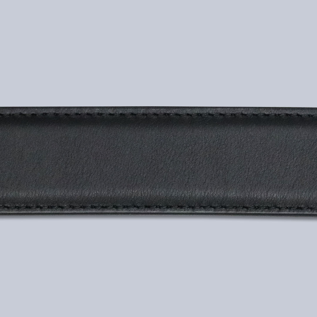 Black Wide Nappa Calf Leather Belt