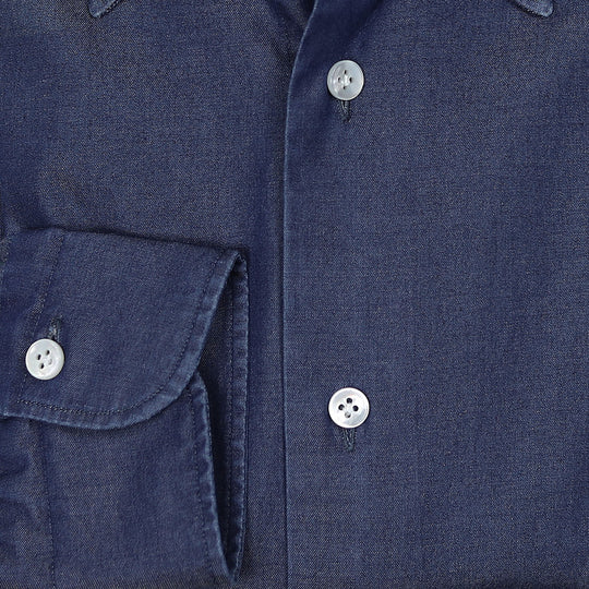 Dark Blue Denim Button Down Shirt