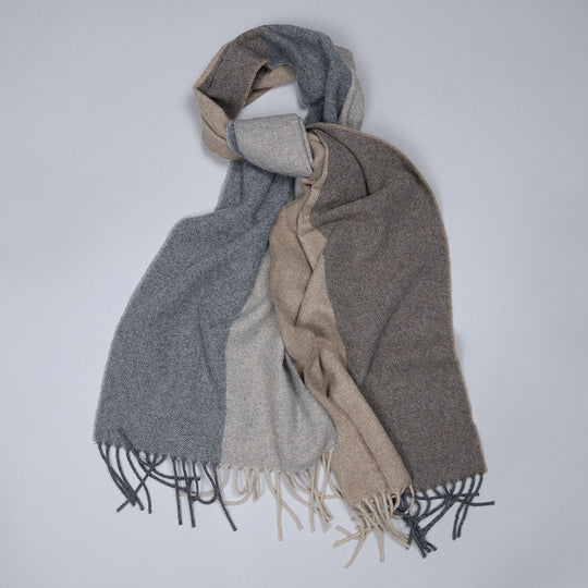 Beige Grey Cashmere Merino Scarf