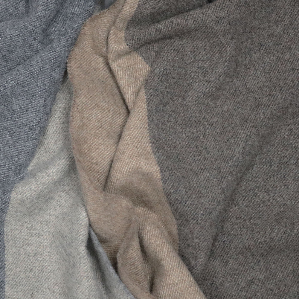 Beige Grey Cashmere Merino Scarf