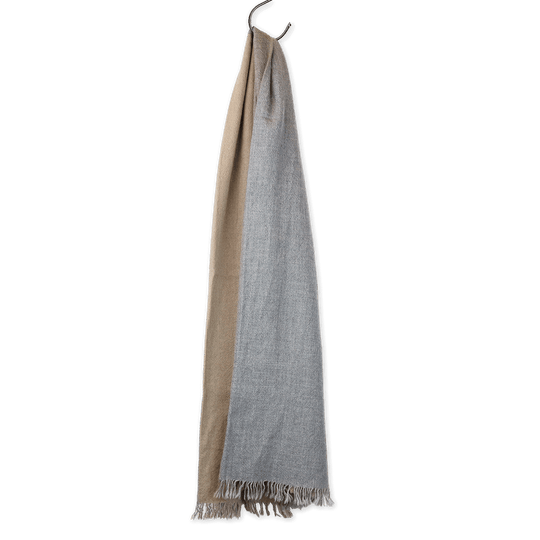 Natural Grey Two-Faced Cashmere Scarf