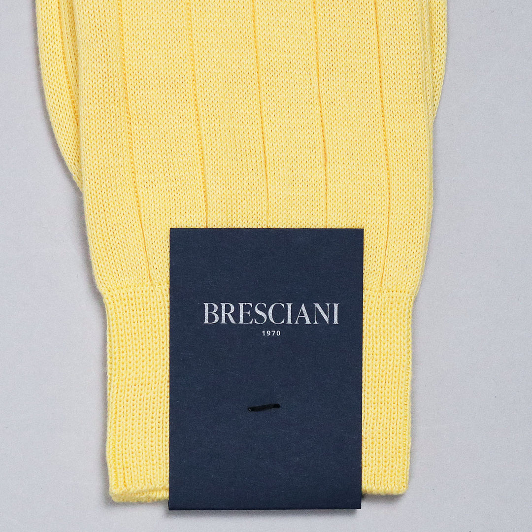Yellow Wide Ribbed Cotton Ankle Length Socks