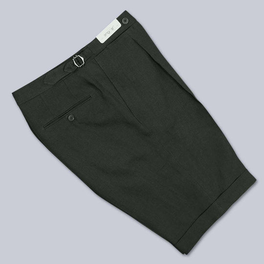 Green Linen Bermuda Shorts