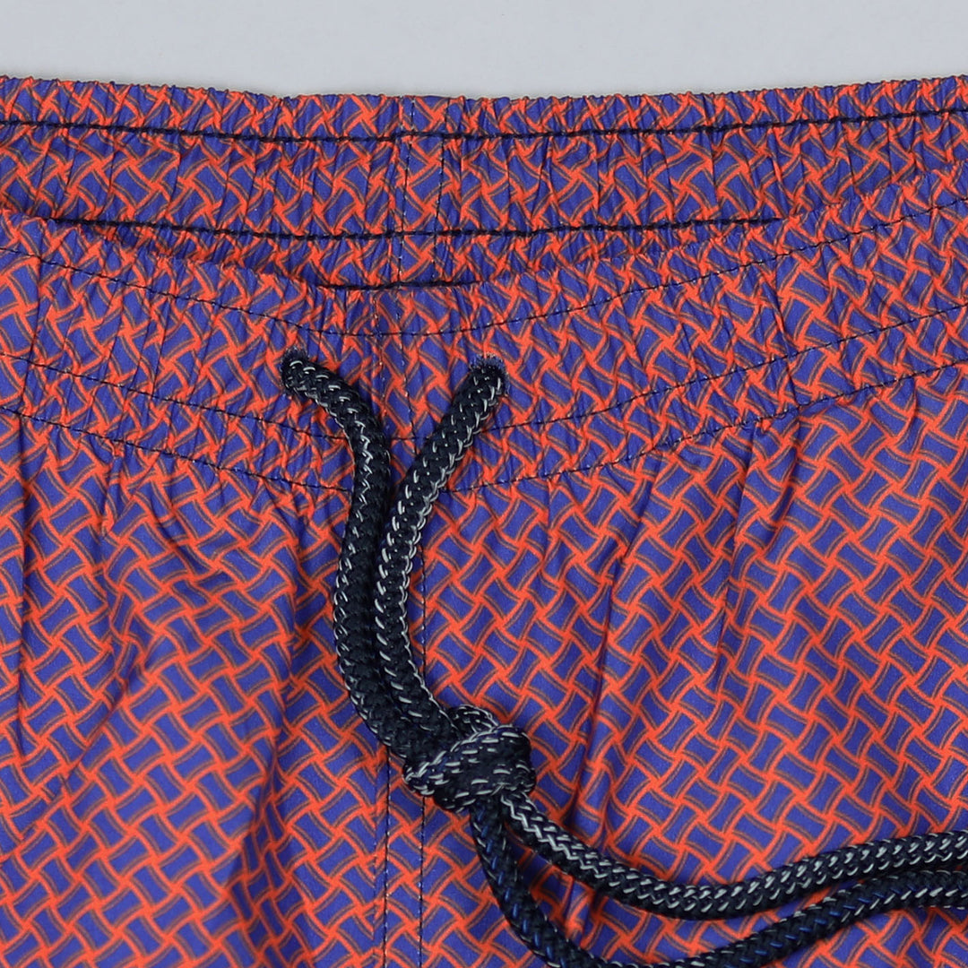 Red Blue Printed Swim Shorts