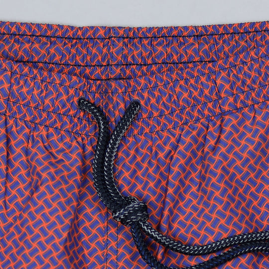 Red Blue Printed Swim Shorts