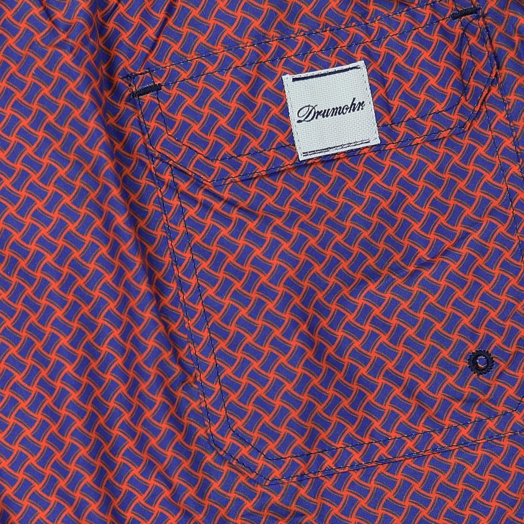 Red Blue Printed Swim Shorts