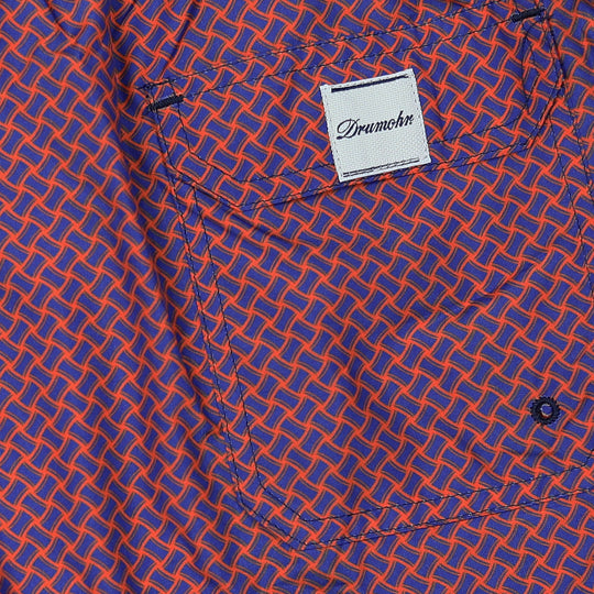 Red Blue Printed Swim Shorts