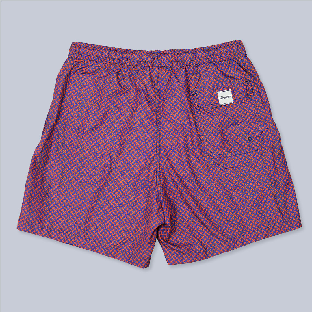 Red Blue Printed Swim Shorts