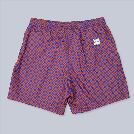 Red Blue Printed Swim Shorts