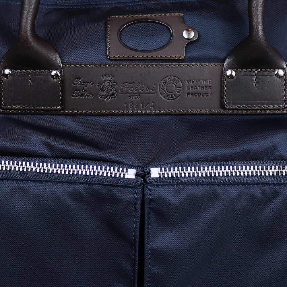 Navy Canvas Leather Messenger Bag