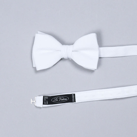 White Cotton Pique Ready Tied Bow Tie