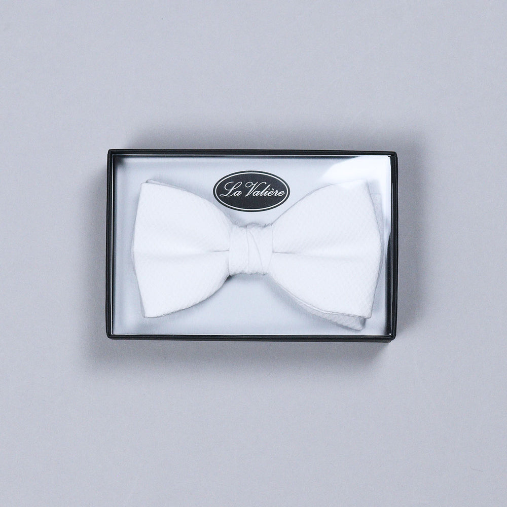 White Cotton Pique Ready Tied Bow Tie