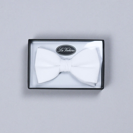 White Cotton Pique Ready Tied Bow Tie