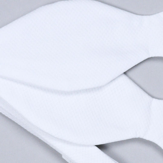 White Cotton Pique Self Bow Tie