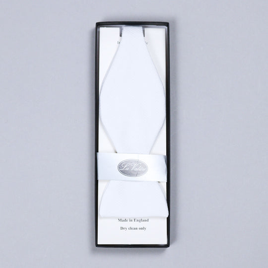 White Cotton Pique Self Bow Tie