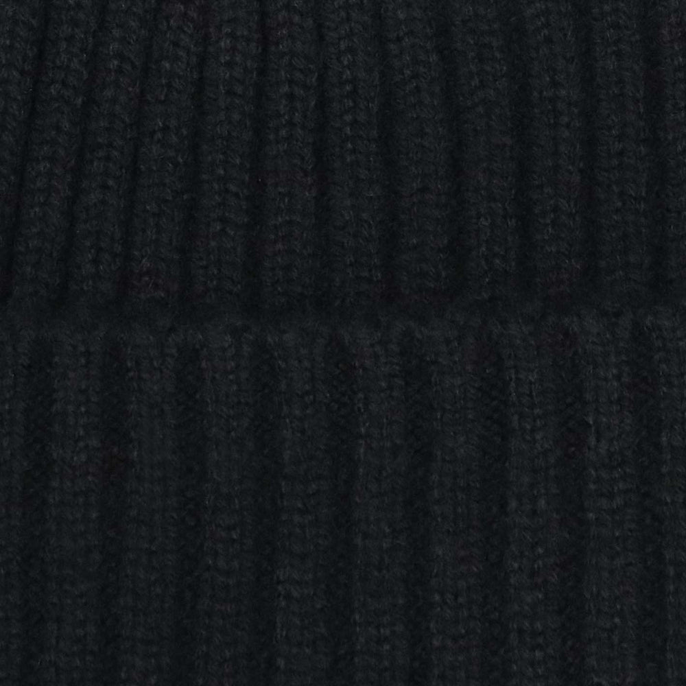 Black Ribbed Cashmere Beanie