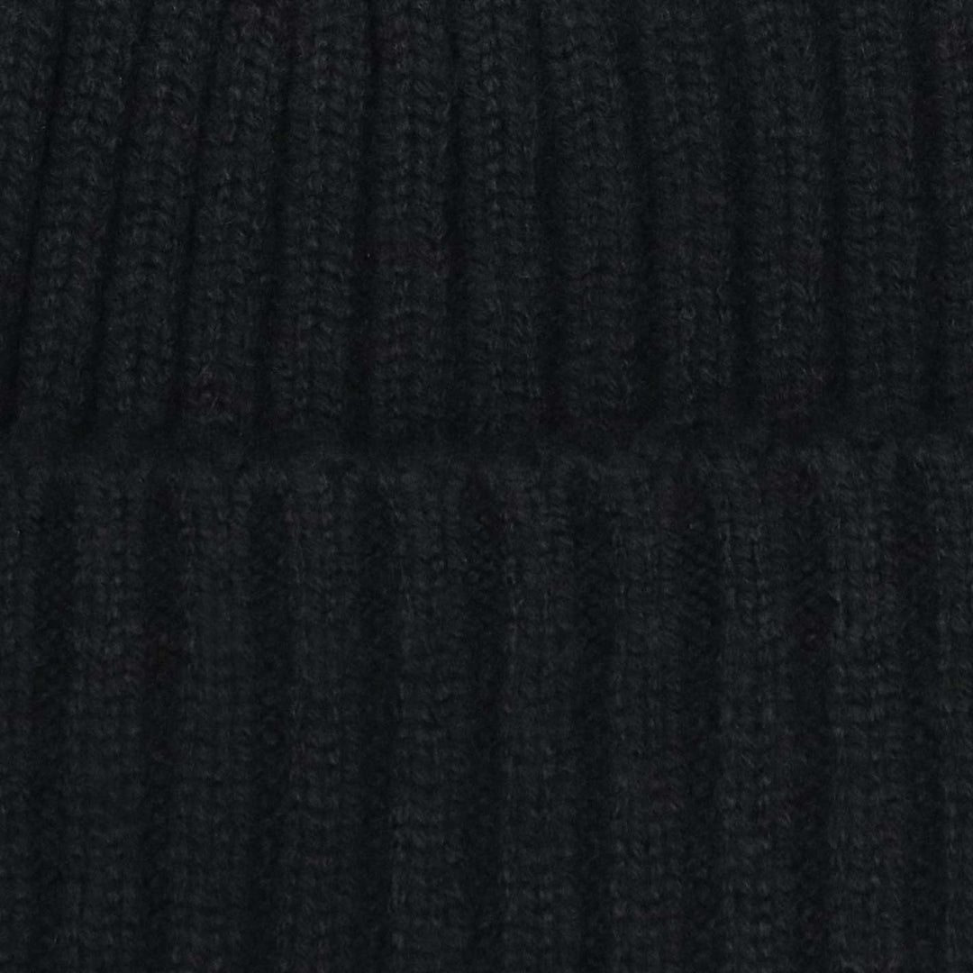Black Ribbed Cashmere Beanie