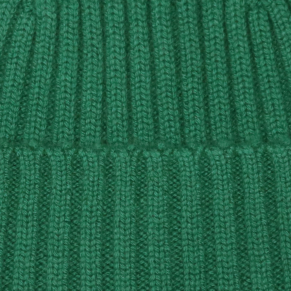 Green Ribbed Cashmere Beanie
