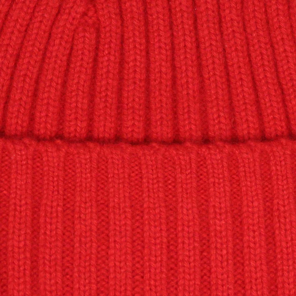 Red Ribbed Cashmere Beanie