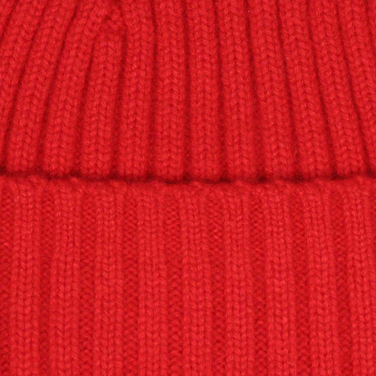 Red Ribbed Cashmere Beanie
