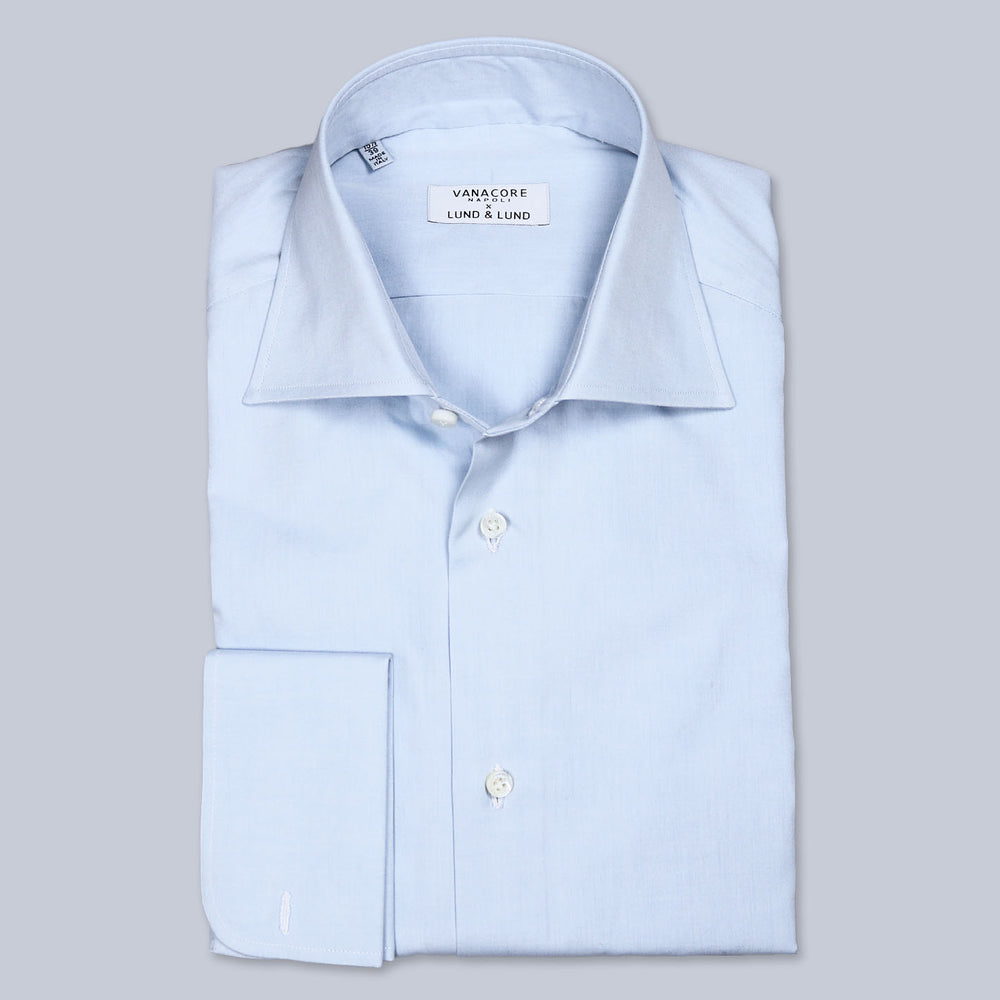 Light Blue Rounded Double Cuff Shirt