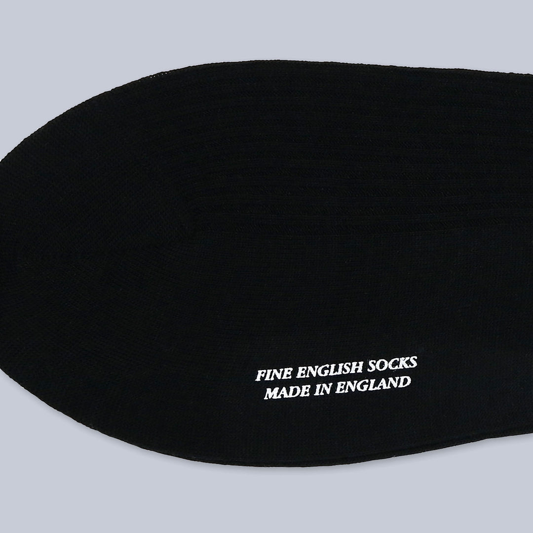 Black Ribbed Merino Wool Ankle Length Socks