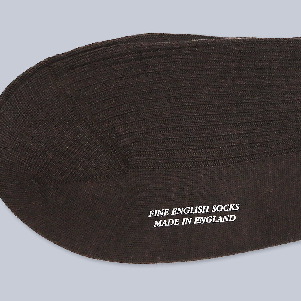 Brown Ribbed Merino Wool Over The Calf Socks