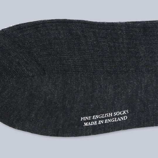 Charcoal Ribbed Merino Wool Over The Calf Socks