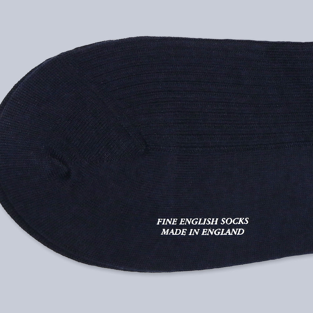 Navy Ribbed Merino Wool Ankle Length Socks