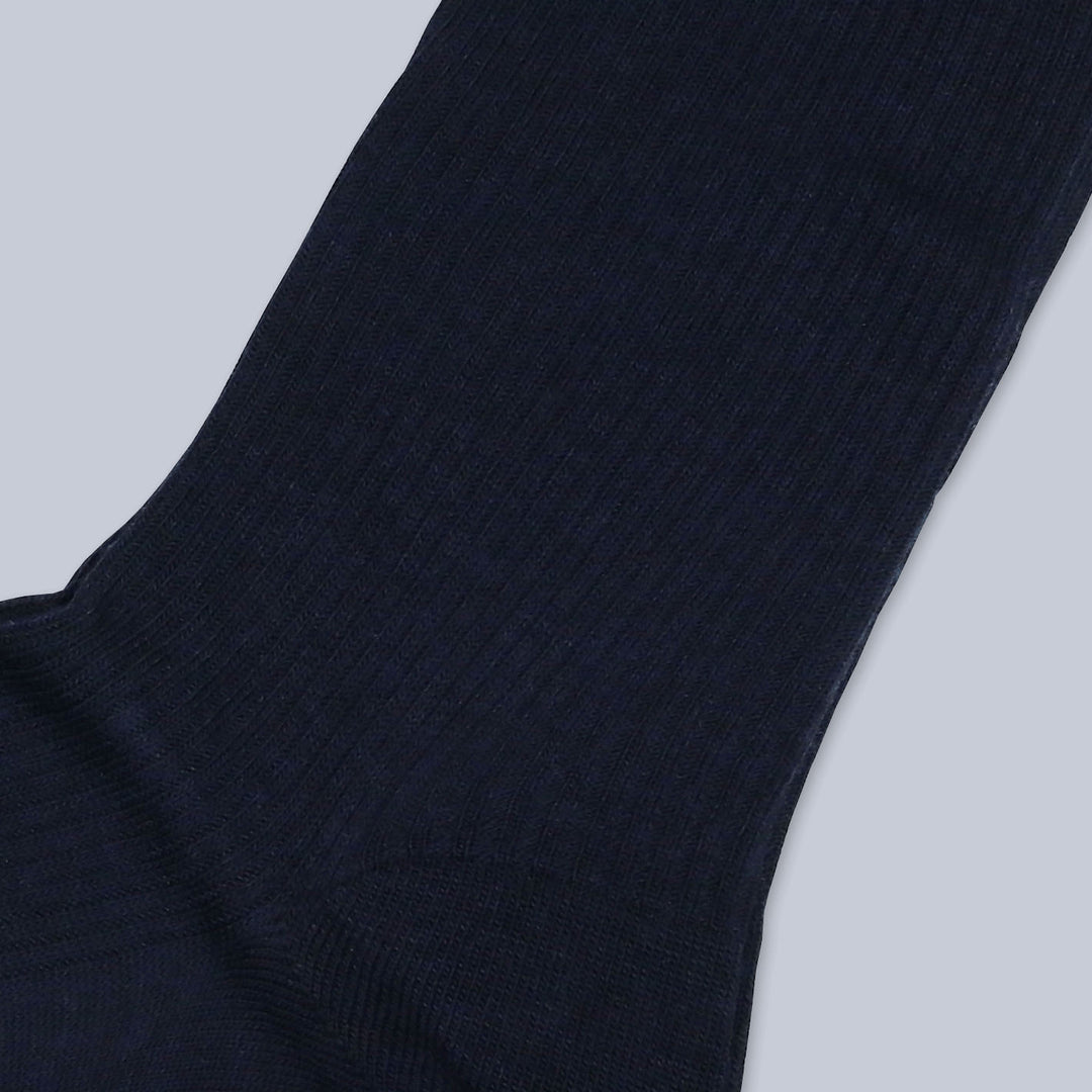 Navy Ribbed Merino Wool Ankle Length Socks