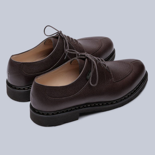 Brown Grain Leather Avignon Split Toe Derby Shoes