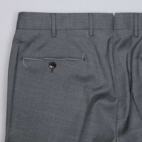 Grey Virgin Wool Slim Fit Trousers