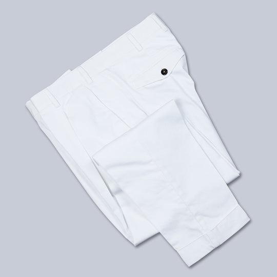 White Cotton Linen Casual Trousers