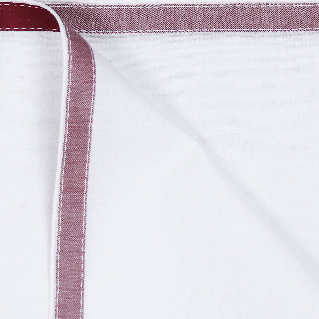 Burgundy on White Cotton Pocket Square