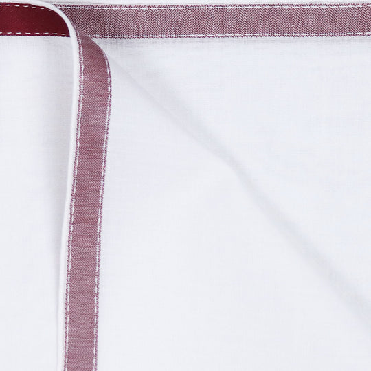 Burgundy on White Cotton Pocket Square