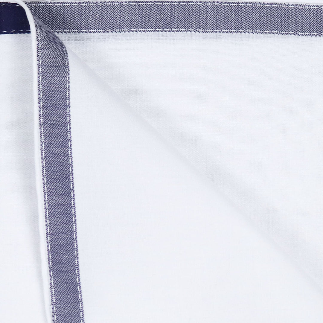 Navy on White Cotton Pocket Square