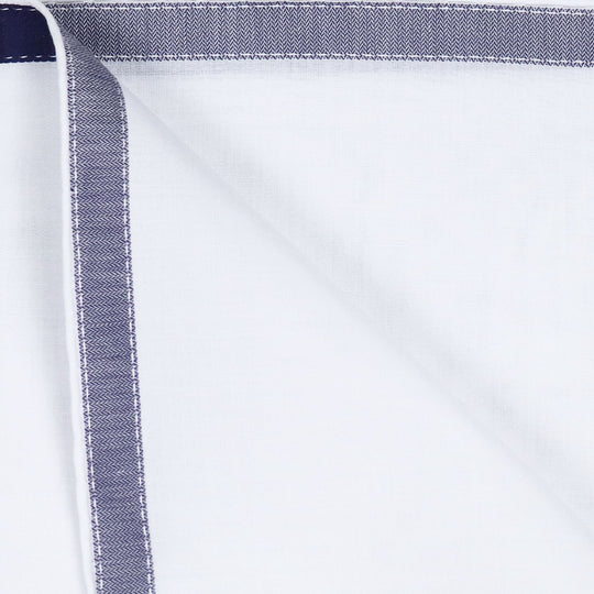Navy on White Cotton Pocket Square