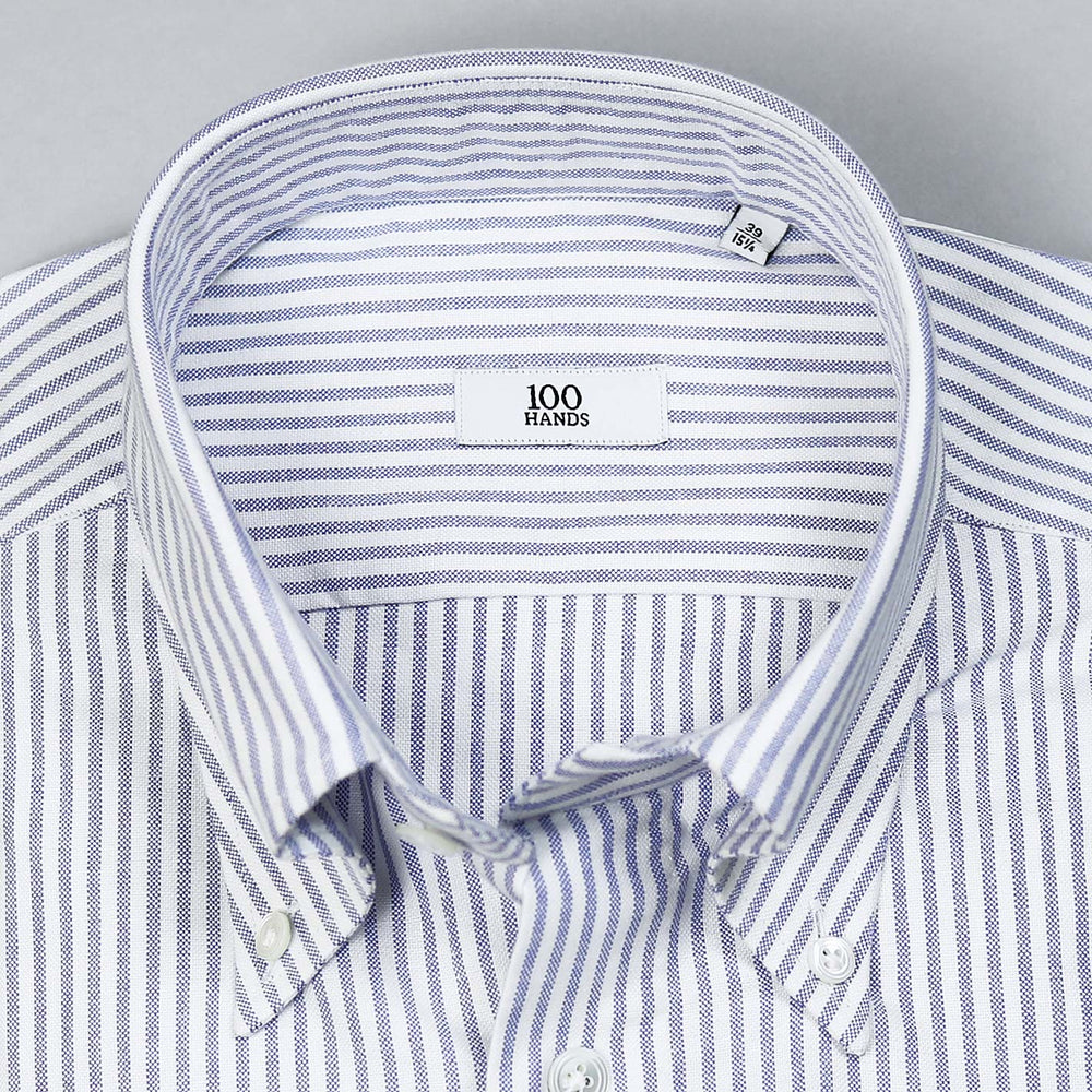 Blue Striped Japanese Oxford Button Down Shirt