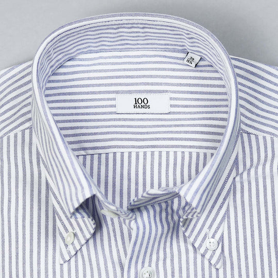 Blue Striped Japanese Oxford Button Down Shirt