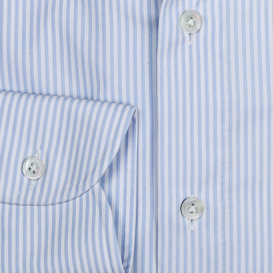 Blue White Open Weave Cotton Cutaway Shirt