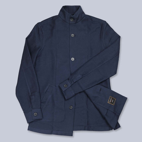 Dark Blue Cotton Cashmere Mandarin Jacket
