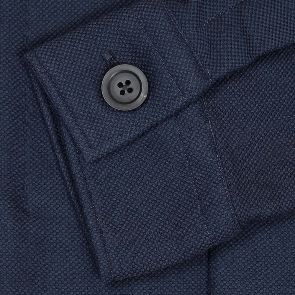 Dark Blue Cotton Cashmere Mandarin Jacket