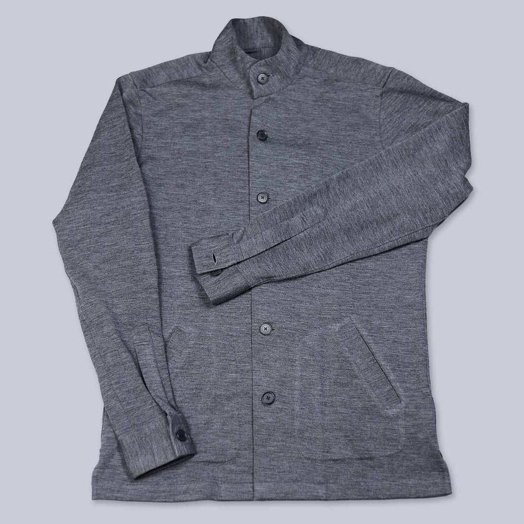 Grey Cotton Wool Mandarin Jacket