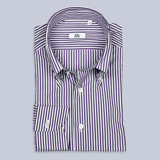 Purple White Striped Button Down Shirt