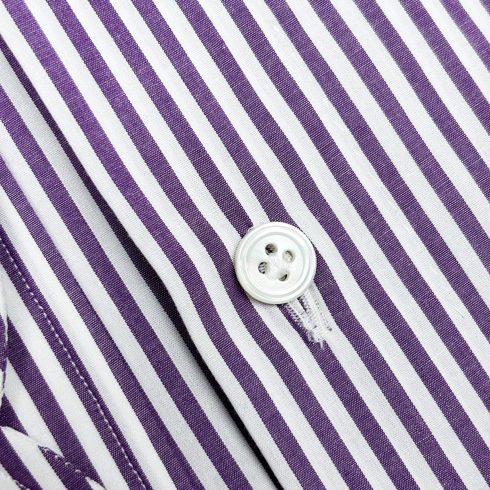 Purple White Striped Button Down Shirt