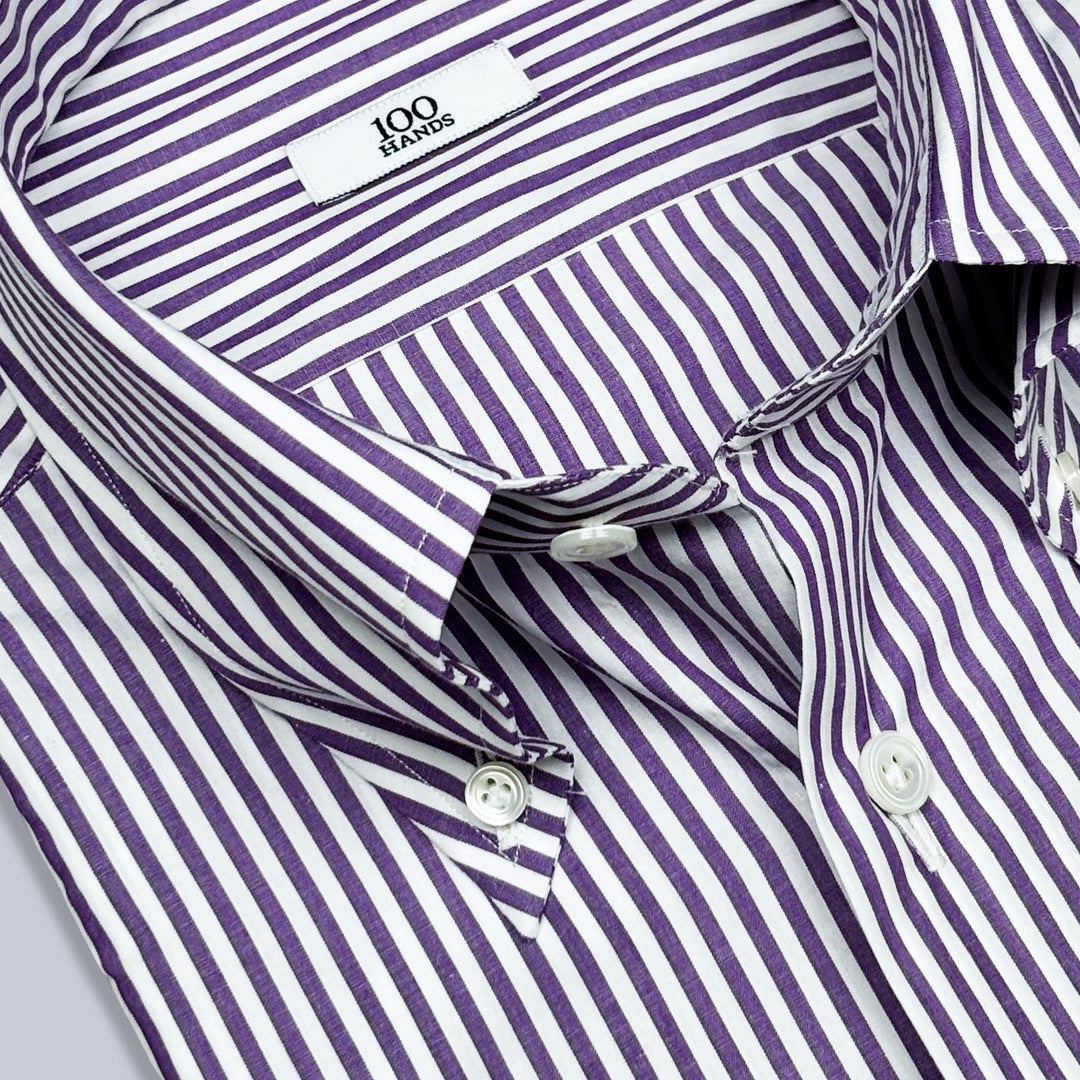 Purple White Striped Button Down Shirt