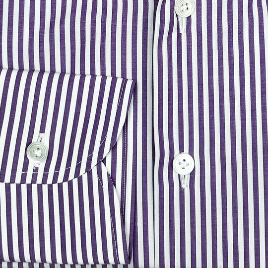 Purple White Striped Button Down Shirt