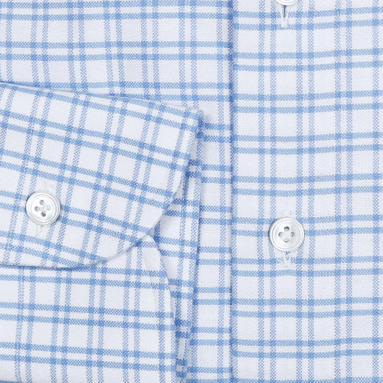 White Blue Brushed Vintage Check Button Down Shirt