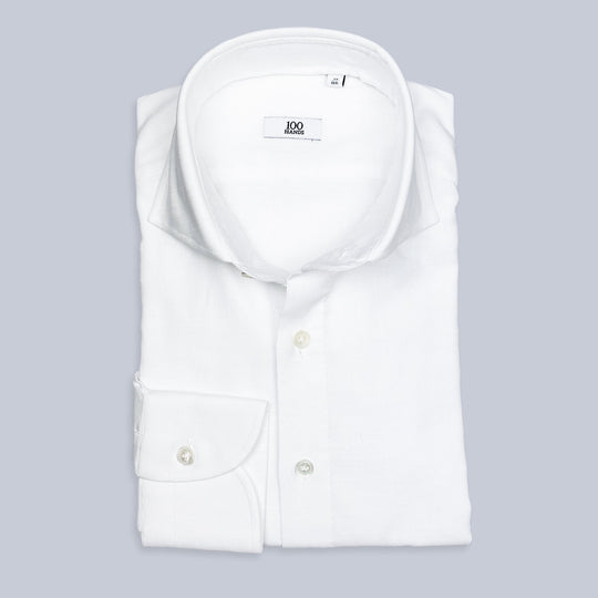 White Cotton Chambray Cutaway Shirt